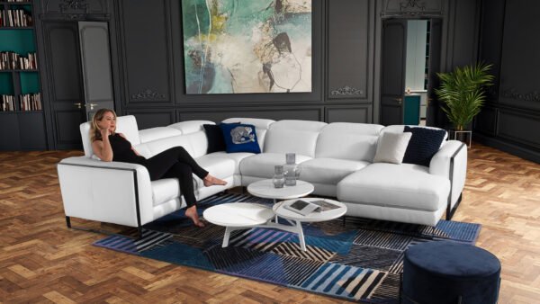 Canapé d'angle chaise longue cuir BRADLEY