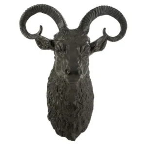 Trophée Mural Déco "Tête de Chèvre" 55cm Noir