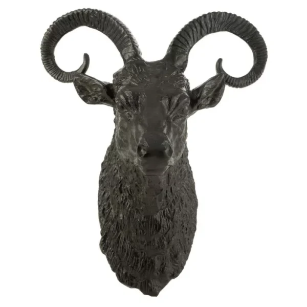 Trophée Mural Déco "Tête de Chèvre" 55cm Noir